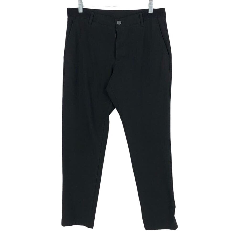 Zara Dress Pants Women's Size Medium Black Solid Stretch Mid Rise Tapered Leg